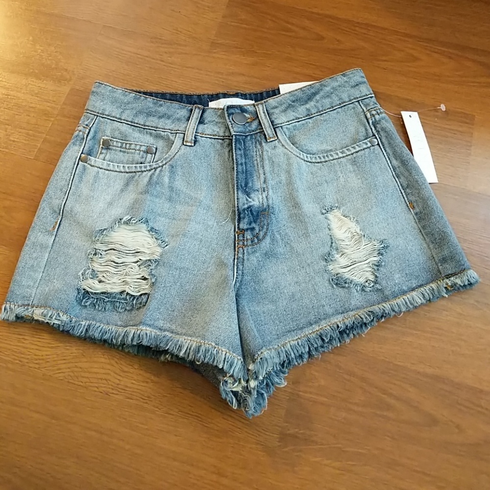 New! Highwaisted Distressed Denim Shorts